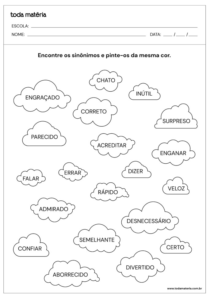 Atividades de Sin nimos e Ant nimos para 2 ano com respostas