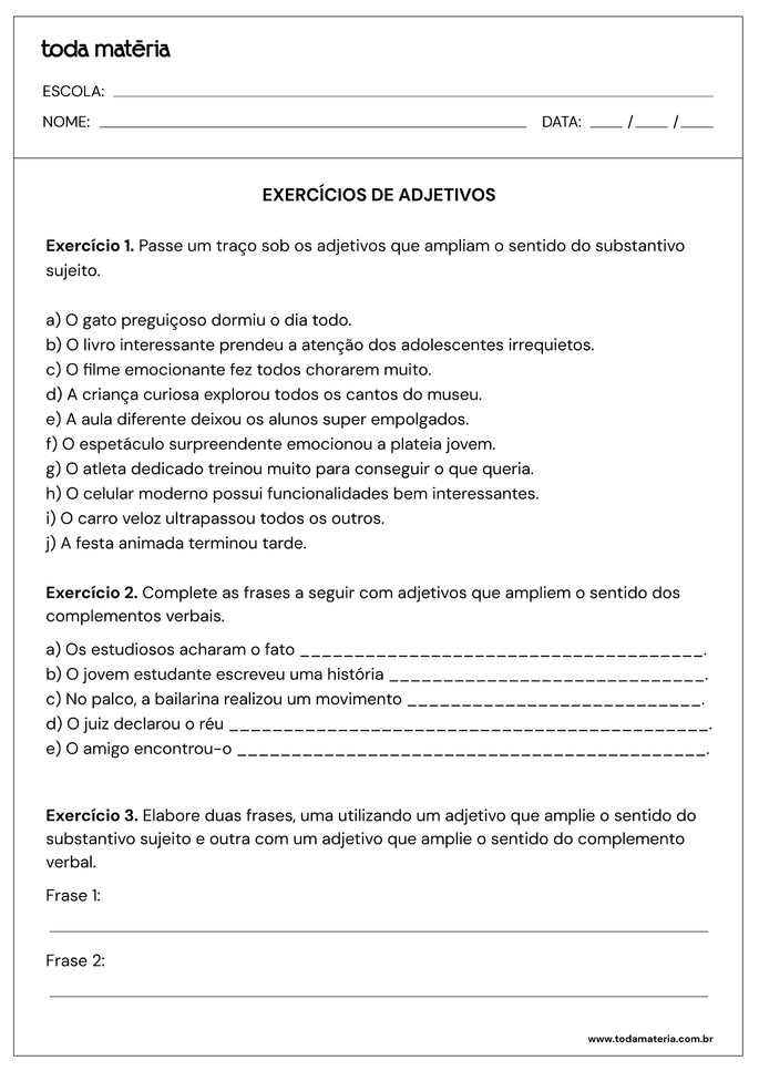 Atividades De Português De 7º Ano (para Imprimir) - Toda Matéria